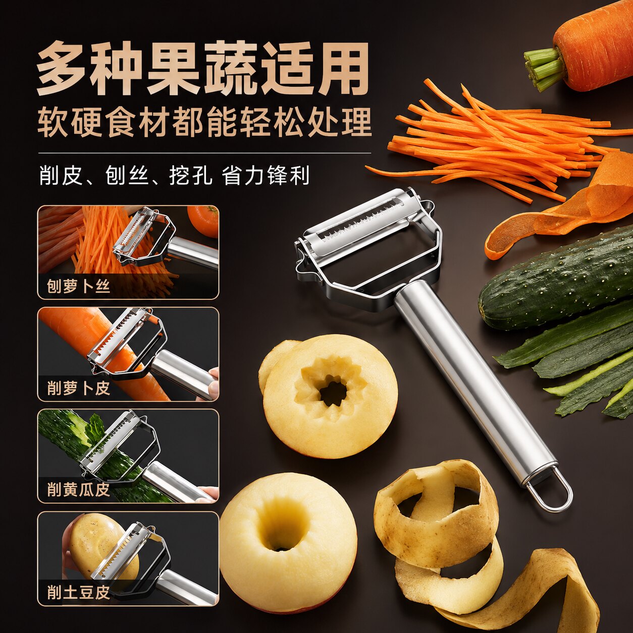 不锈钢多功能瓜果刨丝器