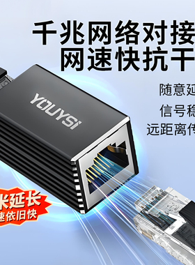 网线对接头千兆网络线延长器对接器直通转接头分线器转接口双口