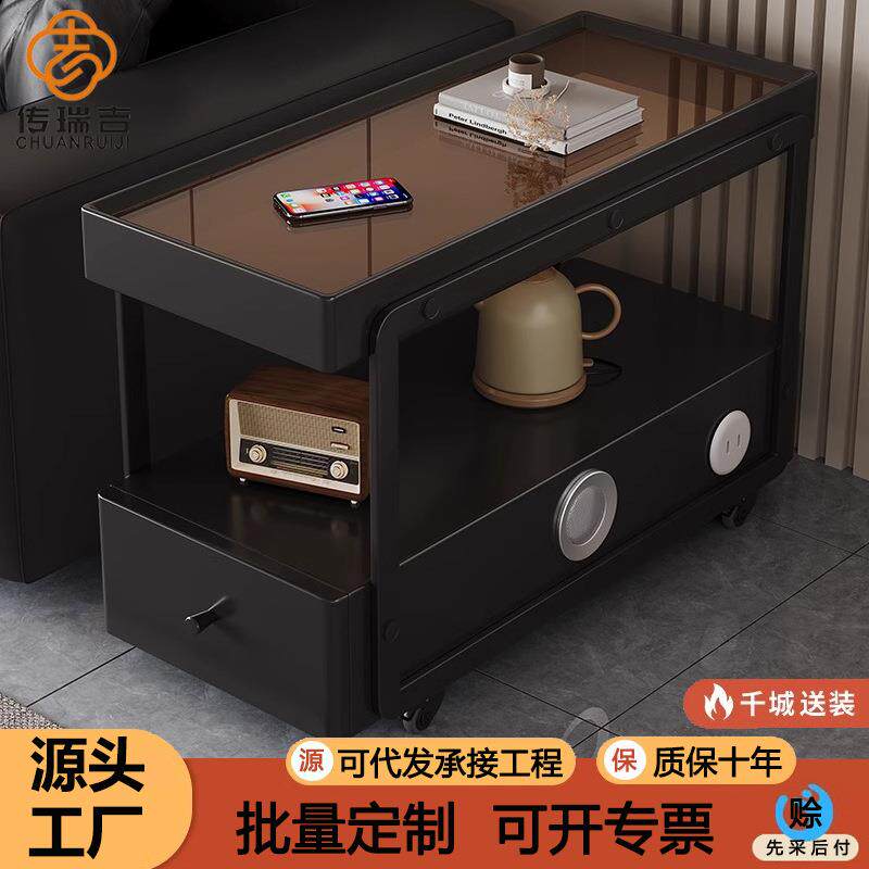 轻奢高级感沙发边柜意式极简边几客厅现代可移动多功能推车侧边柜
