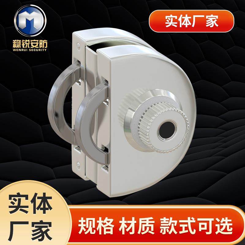 不锈钢指纹玻璃门锁办公室免打孔门锁免胶单开双开玻璃锁易安装