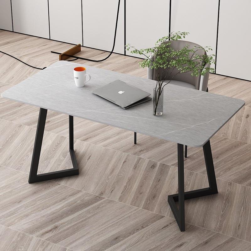 轻奢岩板一字板书桌办公桌家用简易现代书房台式电脑桌意式小户型