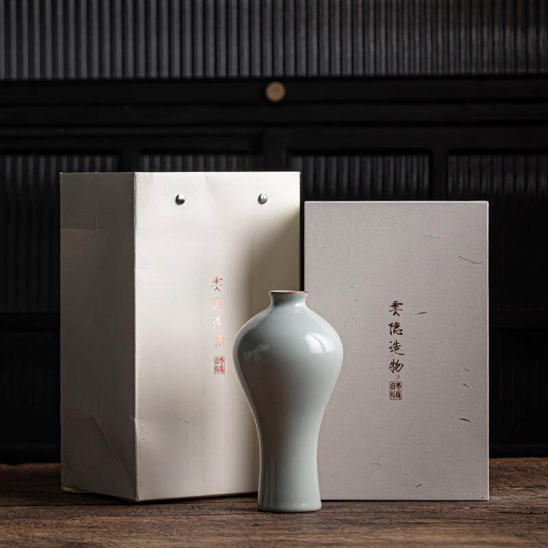 天青汝窑美中式花瓶陶瓷汝瓷花器摆件客厅插花中式花插茶道配件