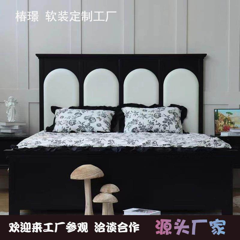 复古法式拱形个性创意1.8m大床卧室别墅样板间经典实木床婚床