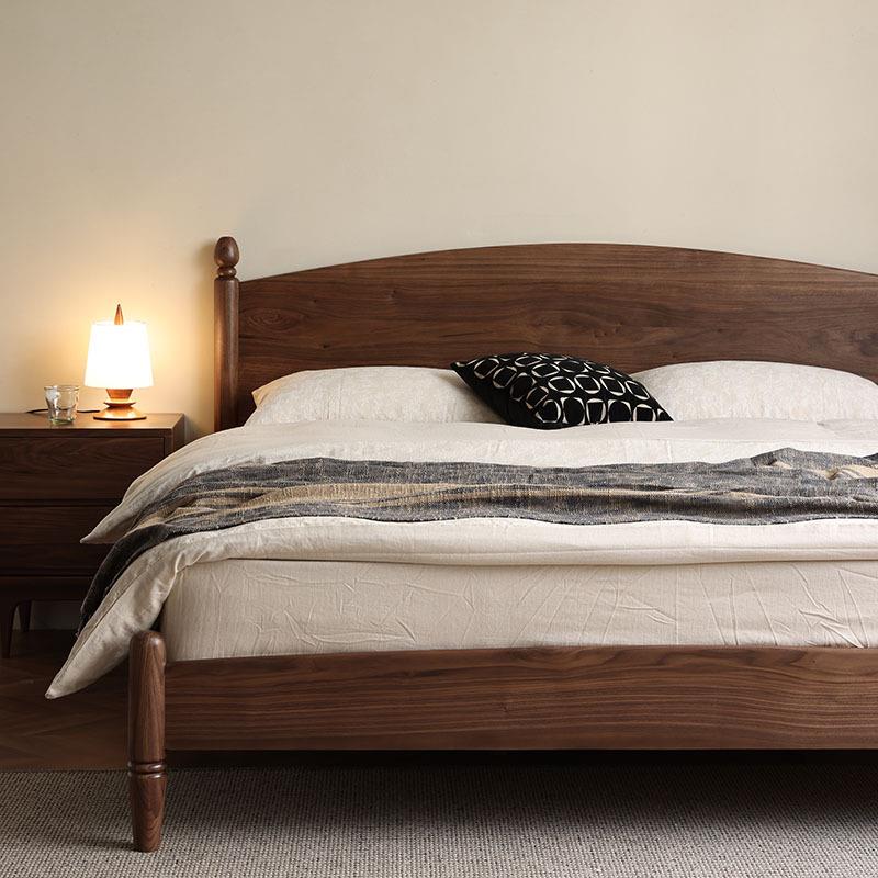 实木床复古北美黑胡桃木1.5单人简约现代1.8米法式双人床中古主卧