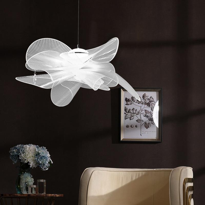 意大利设计师餐厅北欧客厅样板房异形艺术水晶亚克力朦胧网纱吊灯