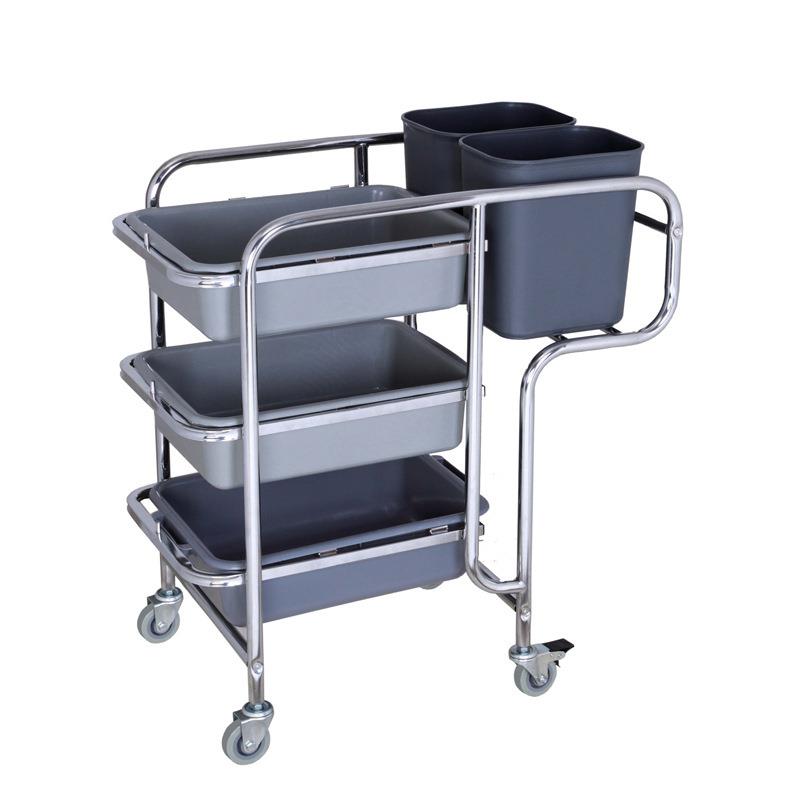 金德加厚餐具收集车不锈钢餐厅餐盘收集车收餐车收碗车收餐手推车