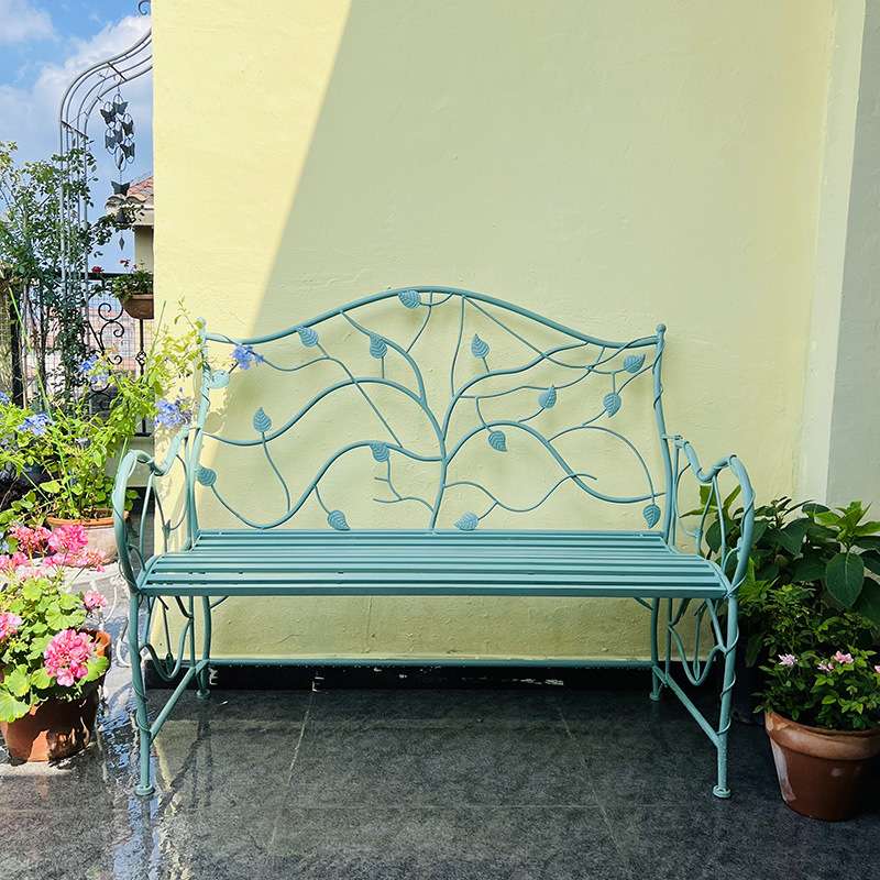 户外铁艺公园椅欧式双人长椅复古庭院凳子阳台花园别墅休闲靠背椅