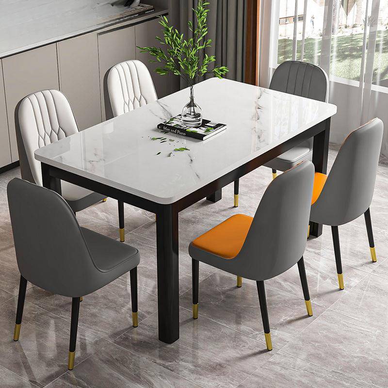 钢化玻璃餐桌椅组合现代家用吃饭桌子小户型客餐厅出租屋长方形桌