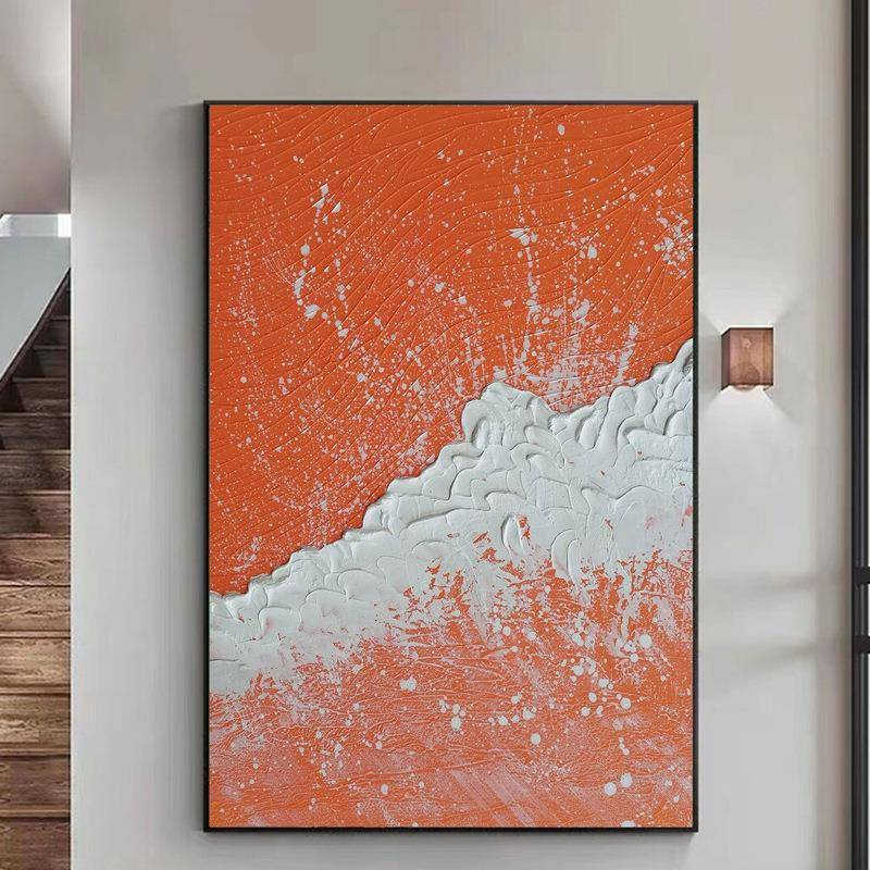 现代简约客厅简约装饰画海浪抽象立体肌理画走道玄关挂画手绘油画