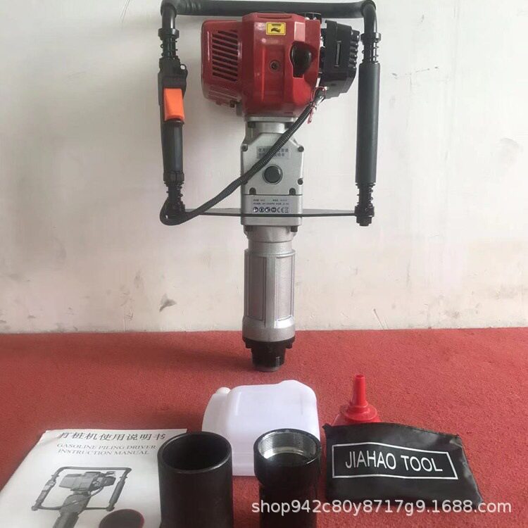 汽油手提打桩机 工程公路护栏防汛便携植桩机 园林户外钢管冲击桩
