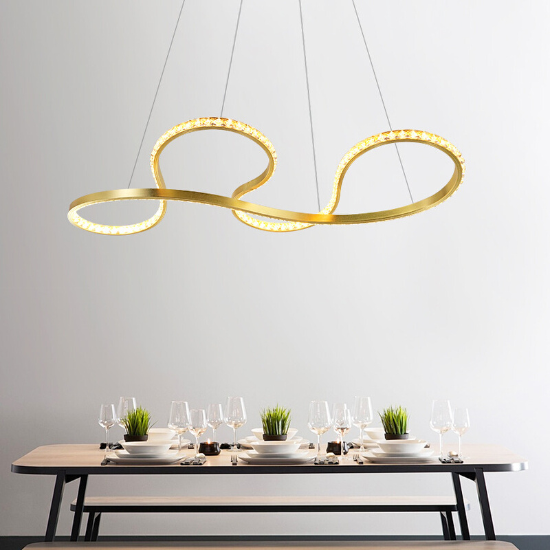 Pendant light China LED 48W gold crystal Dining lamp factory