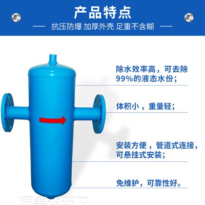 碳钢法兰旋风式空气过滤器除水锅炉蒸气挡板式不锈钢汽水分离器
