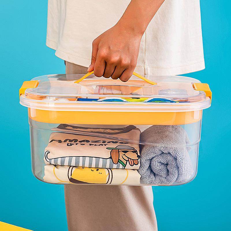 手提游泳箱儿童收纳盒透明塑料泳衣装备干湿分离游泳包玩具整理箱