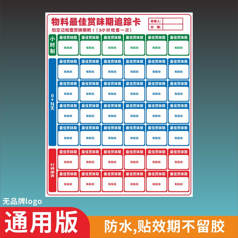 蜜雪冰城防水赏味期效期贴餐饮奶茶食品水果效期追踪PVC板不留胶
