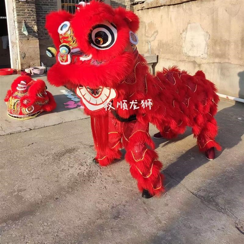 舞狮道具眨眼狮子头套装儿童成人表演舞狮醒狮头双人醒狮裤道具