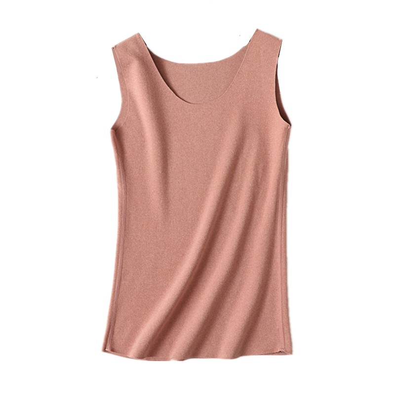 秋冬双面德绒无痕背心女加绒加厚贴身内穿吊带修身保暖内搭打底衫