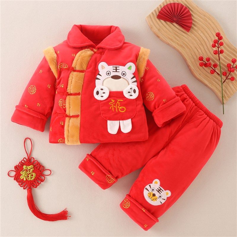 男宝宝0-2周岁宴礼服女童抓周衣服儿童唐装男孩套装秋季汉服冬款