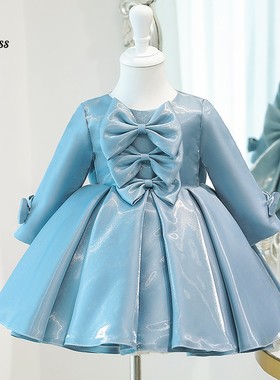 儿童礼服公主裙主持人礼服女童钢琴演出服周岁礼服女宝宝长袖秋冬