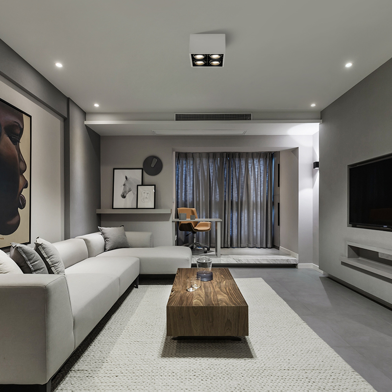 客厅卧室格栅灯斗胆灯明装筒灯射灯可调角度家用方形吸顶盒子灯