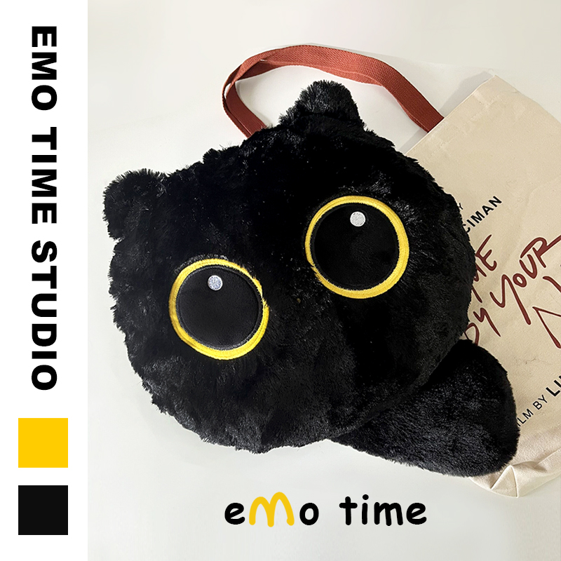 emo创意小黑猫抱枕空调被便携办公两用午休毯车载靠枕礼物收纳