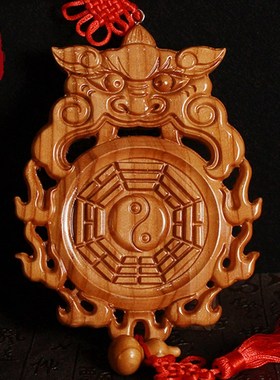 桃木虎头八卦镜兽头厕所挂件解决大门卧室厨房入户对卫生间厕所门