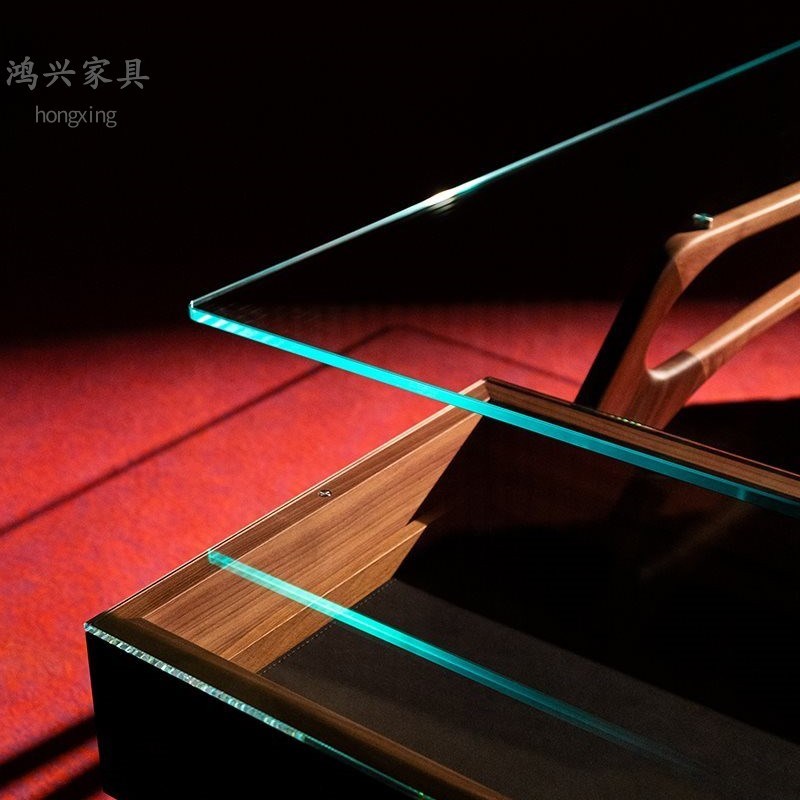 北美黑胡桃原木书桌北欧简约时尚玻璃造型办公桌设计师办公台高档