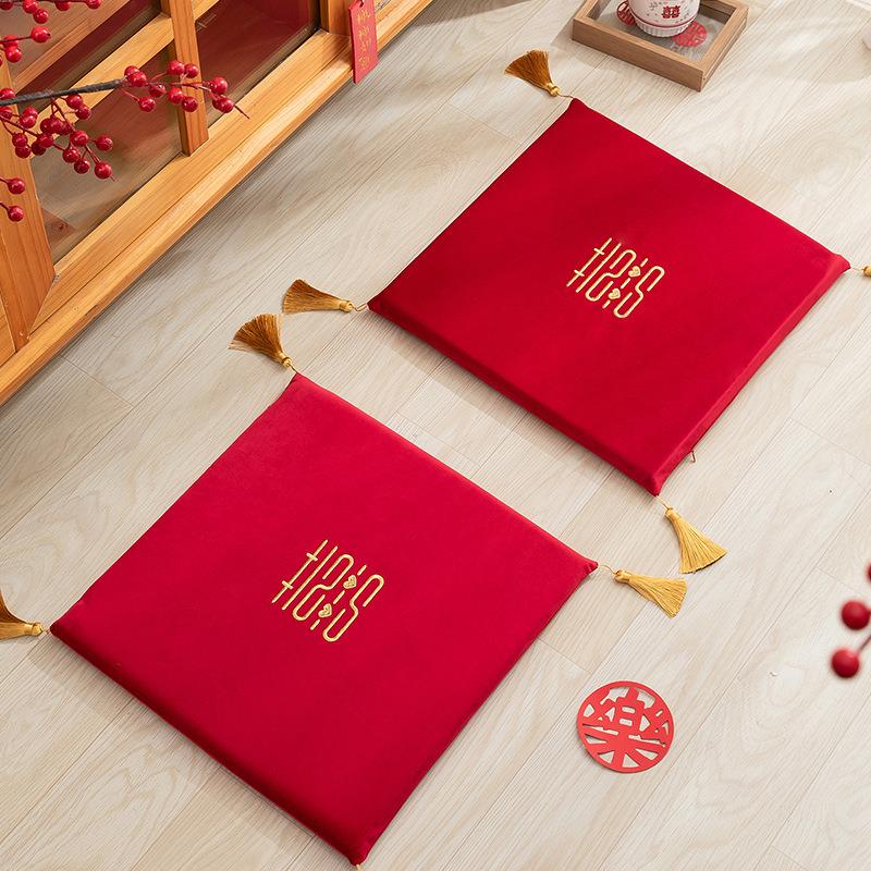 锁美家居抖音小红书敬茶跪垫丝绒结婚婚礼布置喜字坐垫抱枕喜乐