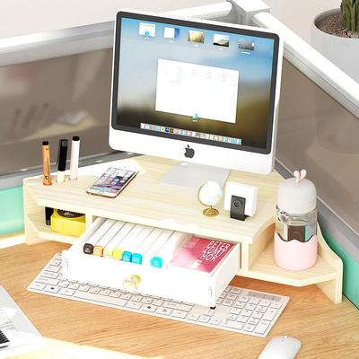 电脑屏幕增高架三角转角护颈台式显示器办公桌面收纳置物架加金小