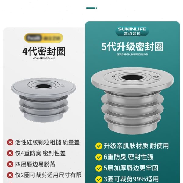 下水道密封圈厨房洗手盆洗衣机防反臭水神器排水管硅胶堵口器