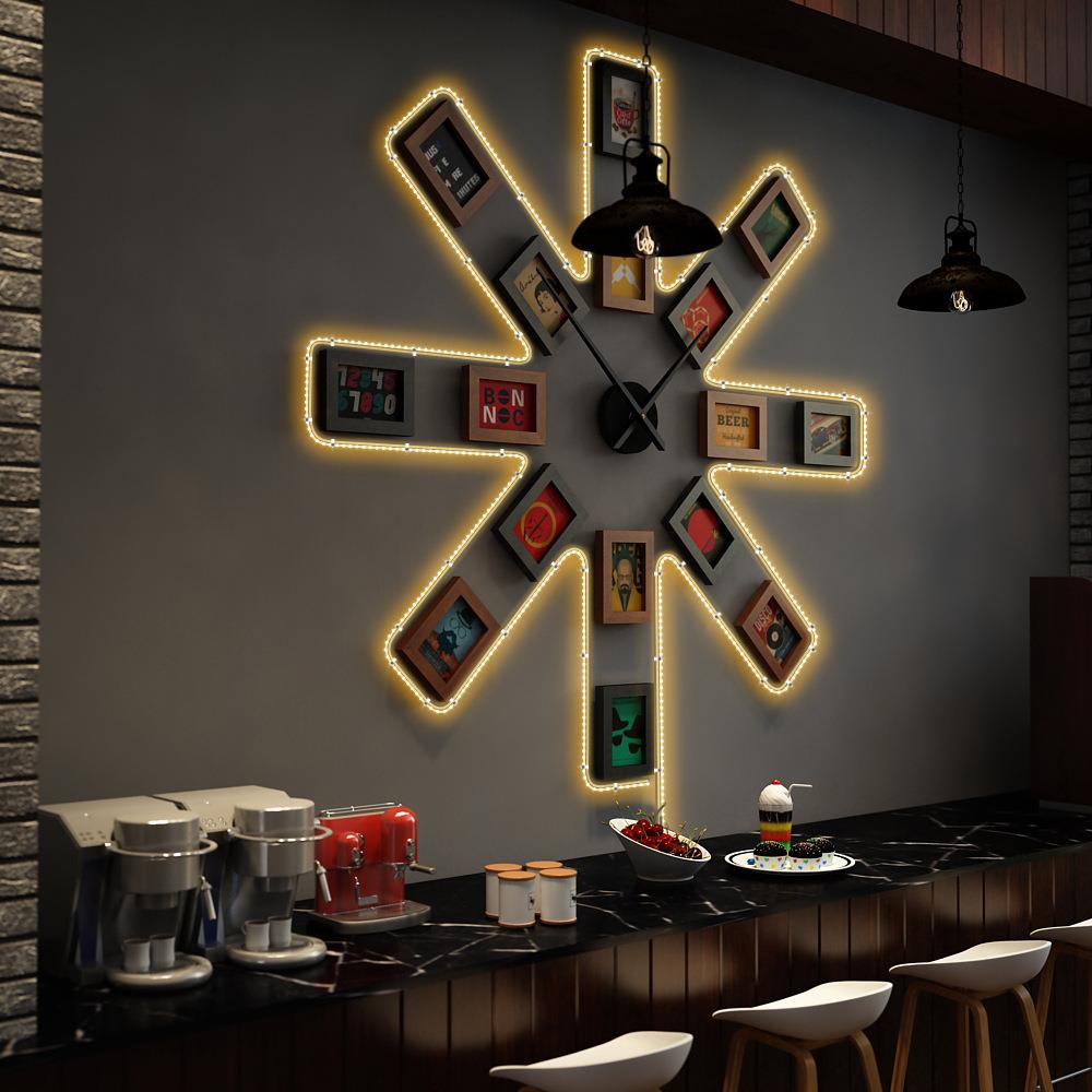 高分子LED002 复古发光装饰画工业风组合相框餐饮店LED灯带照片墙