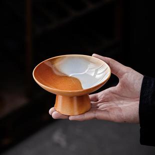 德化陶瓷高脚果盘轻奢家用客厅茶几茶点盘点心糕点甜点零食碟窑变