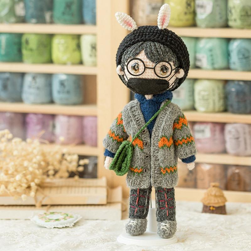 苏苏姐家小兔哥哥diy毛线制作礼物编织娃娃钩针 棒针材料包