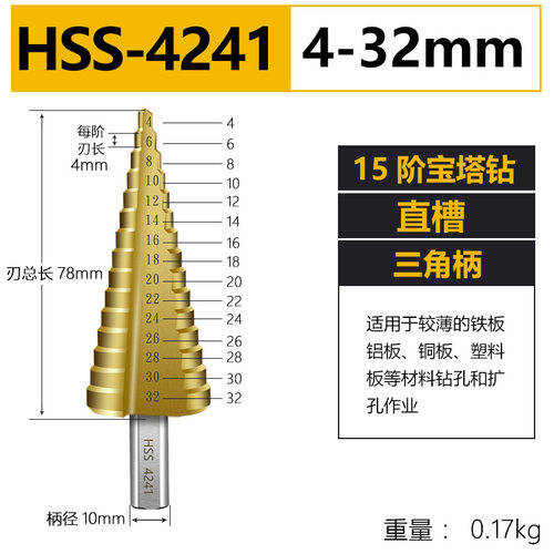 开孔神器宝塔钻头阶梯转头 打钢板扩孔 开镀锌钢管钻孔不锈钢铁板