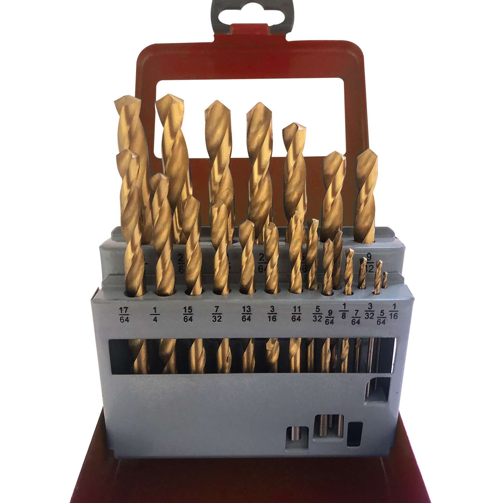 直柄麻花钻头21pcs铁盒装金属打孔工具麻花钻1/16-3/8