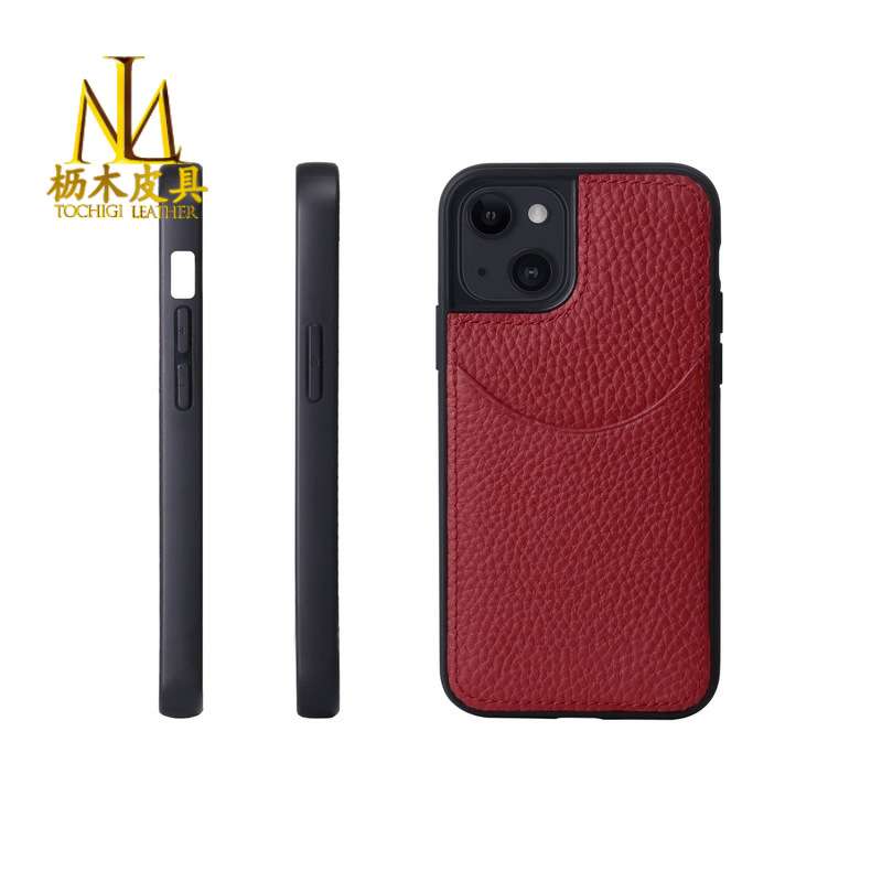海外2023大荔枝纹弧形卡位手机壳 简约iPhone131415pro手帐全包壳