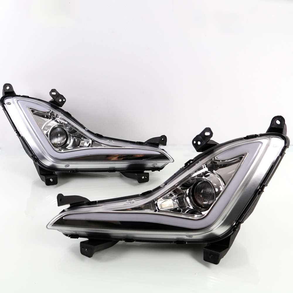 For HY Elantra LED DRL Fog Lights With lens Yellow