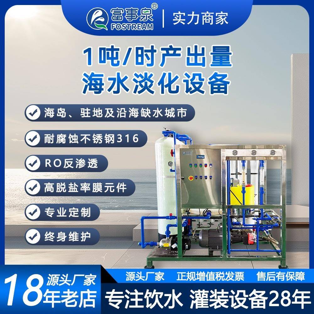 1吨每小时海岛船舶用反渗透膜脱盐过滤净化海水淡化设备