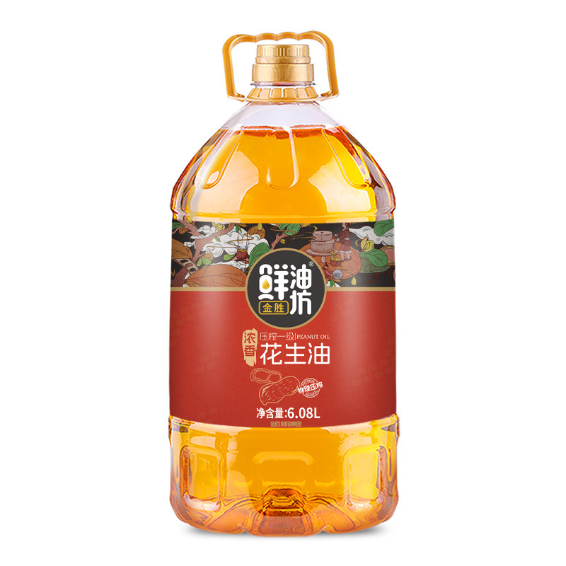 金胜 鲜油坊压榨一级食用油花生油6.08L家用桶装,粮油调味/速食/干货/烘焙,花生油,淘宝优惠券,粉丝福利购,淘宝优惠卷