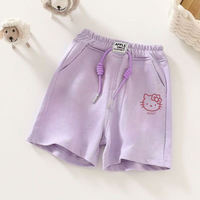 Children's summer clothing, Hello Kitty cartoon sportswear pants, summer girls' adult pure cotton drawstring shorts, girls' trendy brand capri pants thumbnail 8