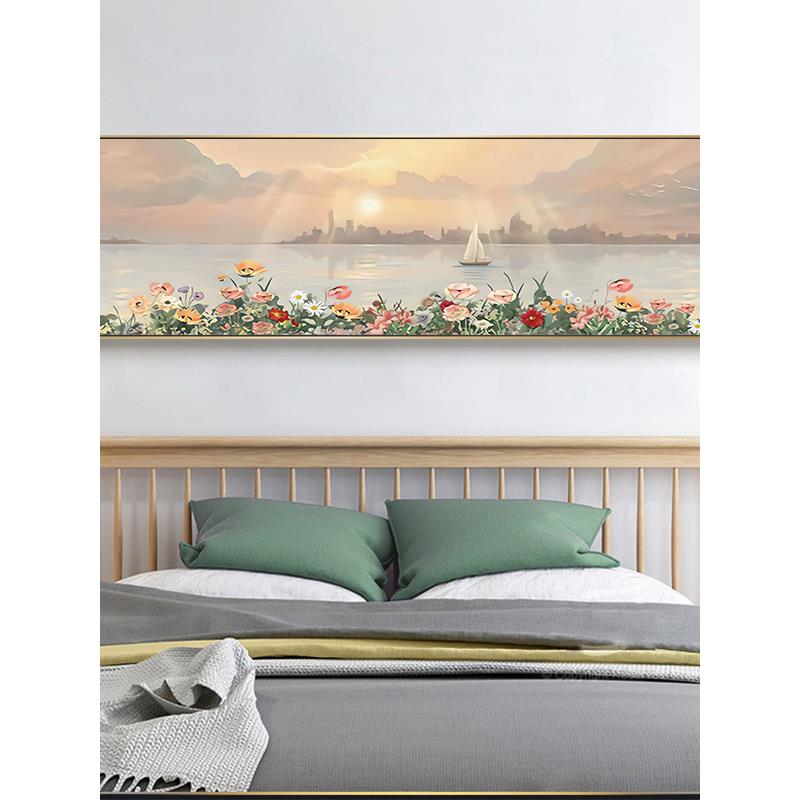 北欧抽象床头装饰画植物花卉轻奢卧室挂画小清新现在简约客厅壁画图片