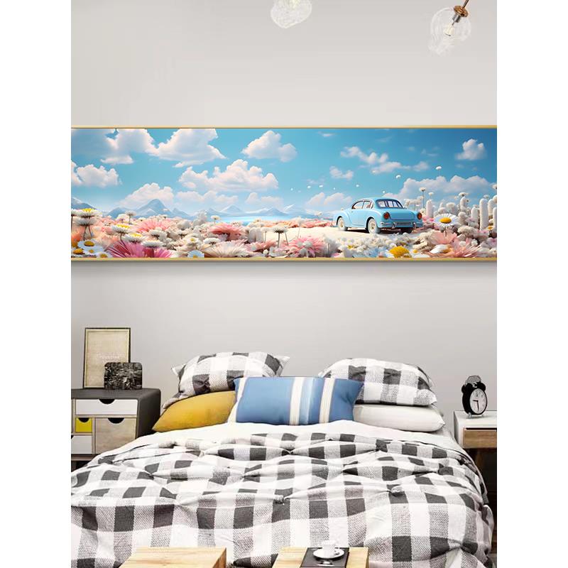 儿童房床头装饰画男孩卧室房间背景墙挂画男童女童小火车卡通墙面