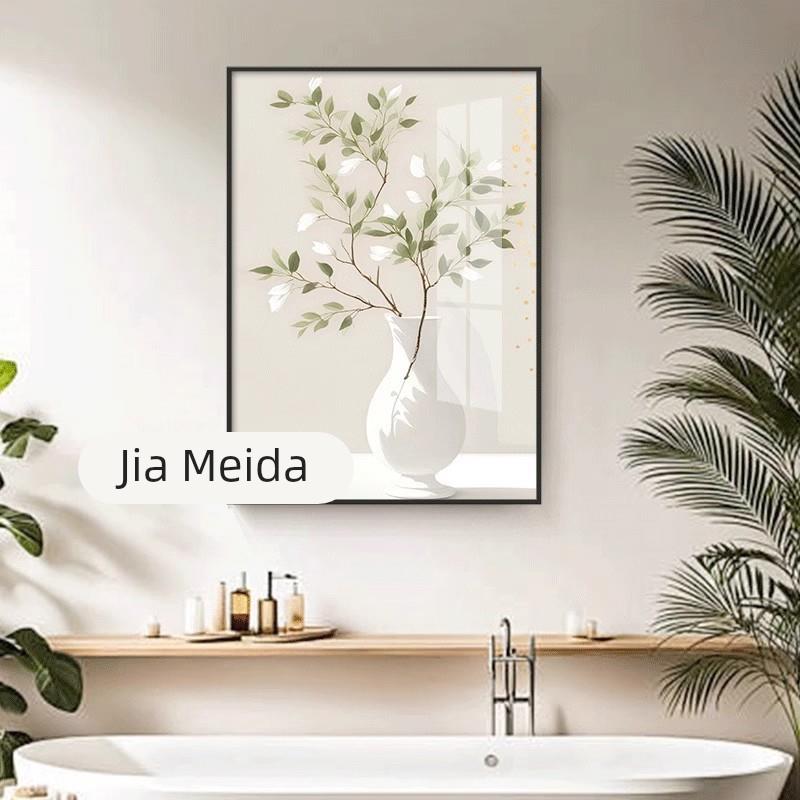 卫生间防水装饰画现代简约花卉防潮厕所浴室免打孔免钉洗手间挂画图片