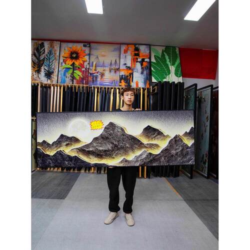 走廊新金山客厅流体工艺镶钻沙发背景墙挂画Jc001山70200