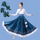 藏族舞蹈演出服装 舞蹈比赛练舞服饰练习裙 女半身裙艺考大摆裙藏式