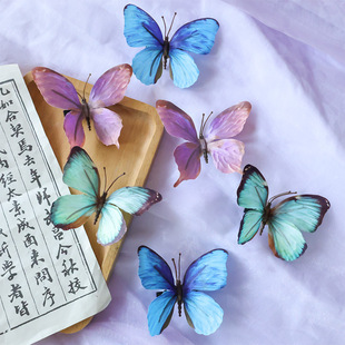 新款仿真对夹古装汉服配饰枯叶蝶发夹薄荷漫波氛围感发饰香蕉夹