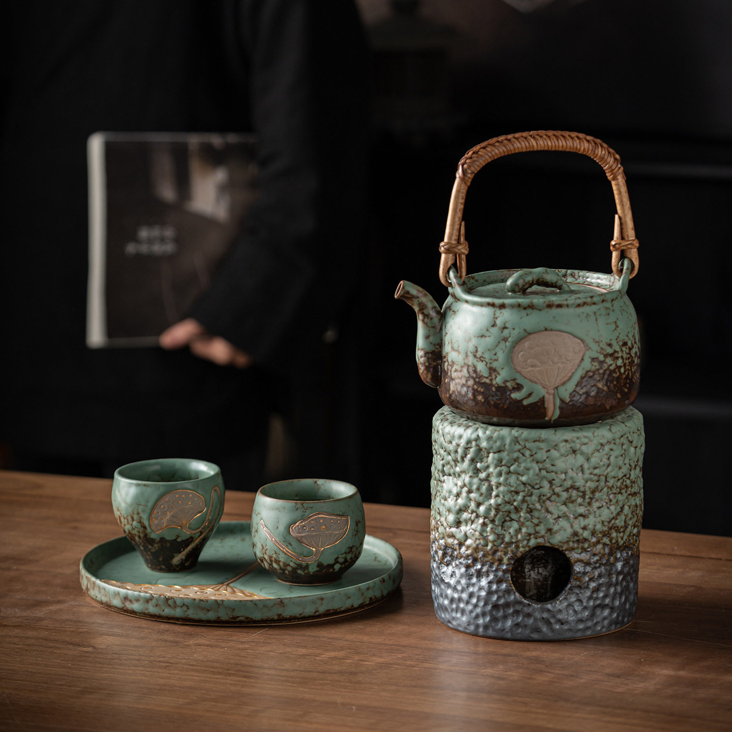 莲蓬日式炭炉围炉煮茶套装粗陶