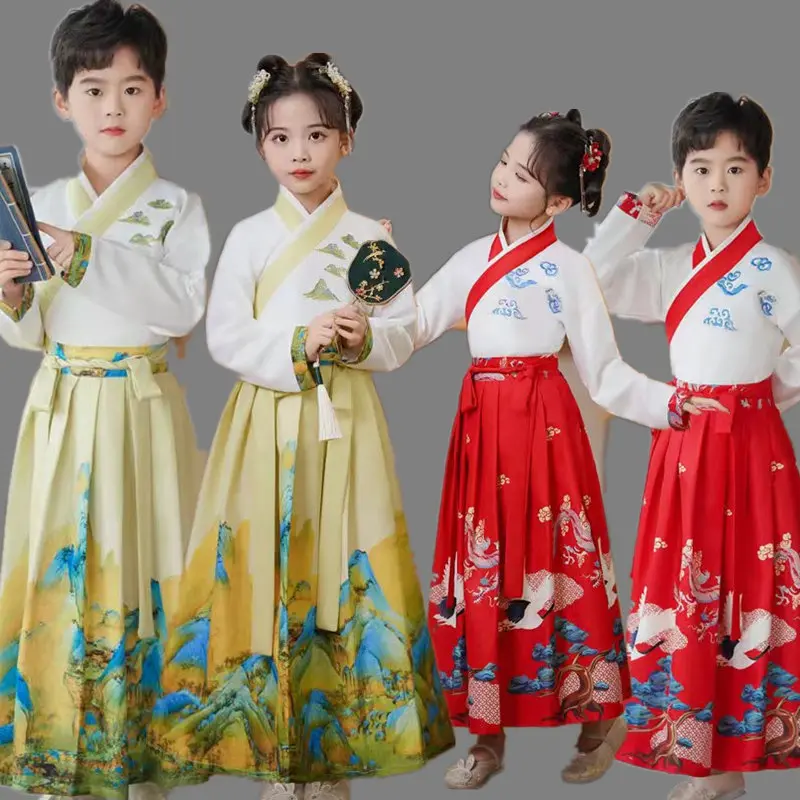 儿童汉服小学生开笔礼男女书童