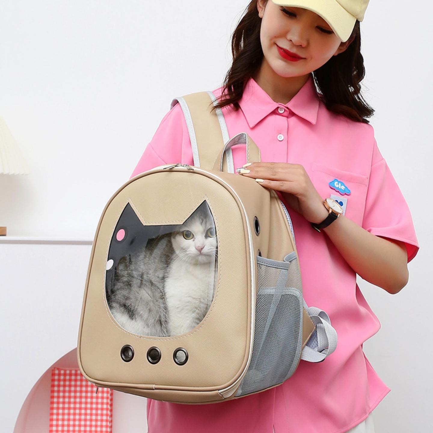 猫包双肩宠物包新款透明牛津布