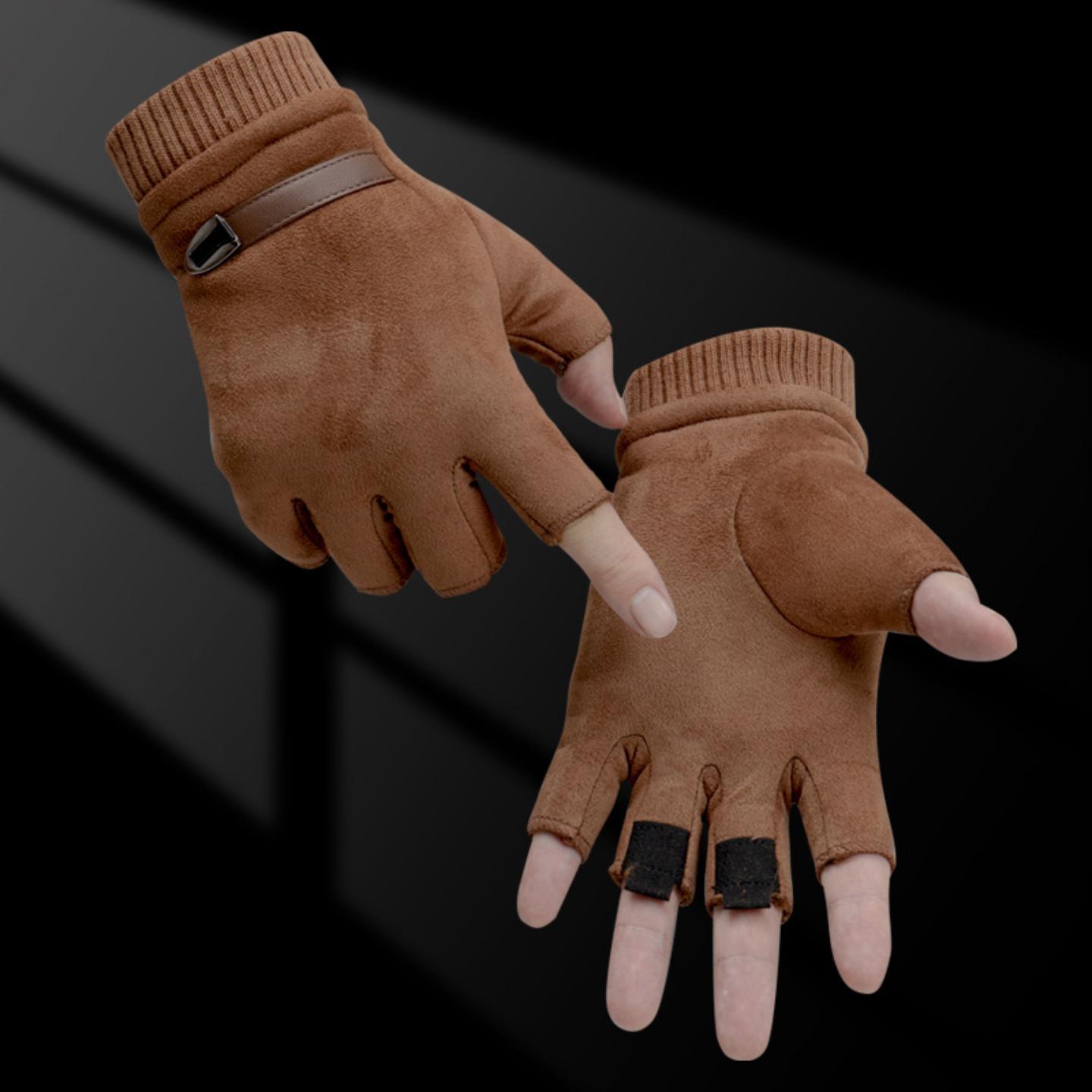 半指加绒保暖手套男女款