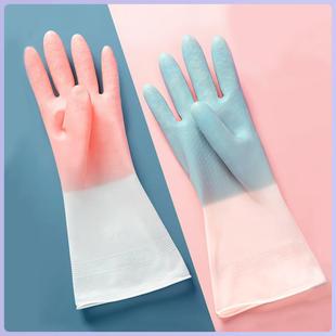 家用清洁橡胶洗衣洗碗手套乳胶手套家务手套 糖果色家务手套